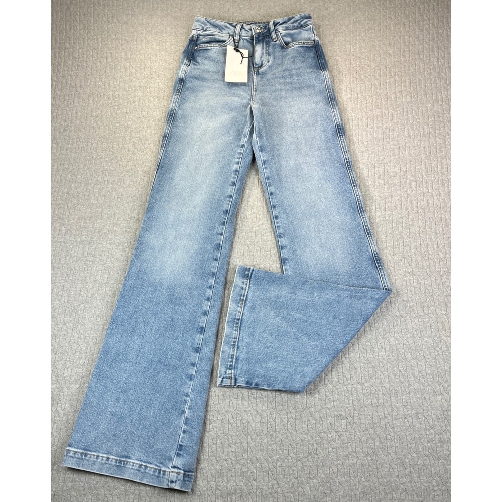 New ZARA Bootcut Dress Jeans Women 0/23X33 1/2 Light Wash High Rise